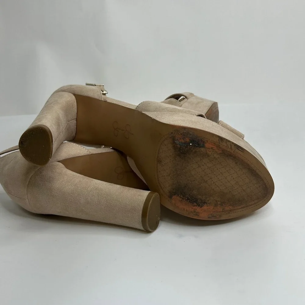 Jessica Simpson Irbella Faux Suede Platform Sandal Block Heels Tan‎ Womens 8M